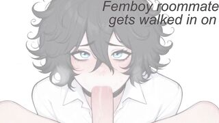 Femboy Caught Gagging on Roommate's Throbbing Cock Destroyed Gushing