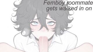 Femboy Caught Gagging on Roommate's Throbbing Cock Destroyed Gushing