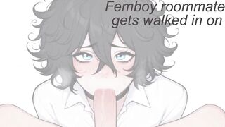 Femboy Caught Gagging on Roommate's Throbbing Cock Destroyed Gushing