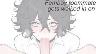 Femboy Caught Gagging on Roommate's Throbbing Cock Destroyed Gushing