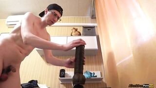 Squat Gape Ride Drains Hung Cock Juice Gusher Part 1