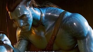 Na'vi Blue Hole Destroyed Gripped Head Gay Anal Cum Gush