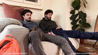 Straight Buddy Jerks Hairy Bestie's Huge Dick First Time Caught Gushing Cum