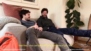 Straight Buddy Jerks Hairy Bestie's Huge Dick First Time Caught Gushing Cum