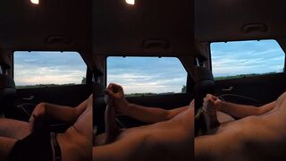 Fit Studs Car Jerk Cum Gush as Trucks Honk Sunset Destroyed