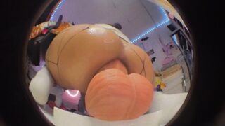 Twink Hole Destroyed by Thick Orange Cock Toy Gushing Lube