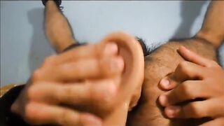 Hairy Twink Ass Gaped Destroyed by Massive Dildo Thrust