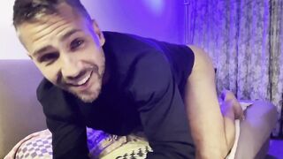 Tattooed Daddy Edges Uncut Cock Till Gushing Cum Blast