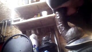 Fit Gay Stud Balls-Deep Destroyed By Huge Black Dildo On Shed Bike