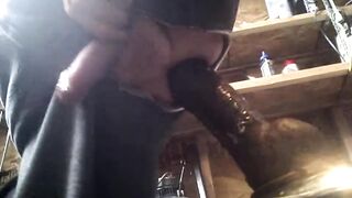Fit Gay Stud Balls-Deep Destroyed By Huge Black Dildo On Shed Bike