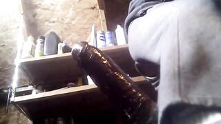 Fit Gay Stud Balls-Deep Destroyed By Huge Black Dildo On Shed Bike