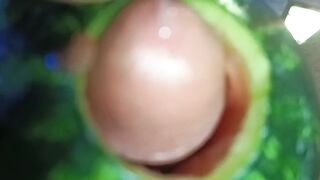 Daddy's Uncut BBC Destroys Watermelon in Gushing Cum Frenzy