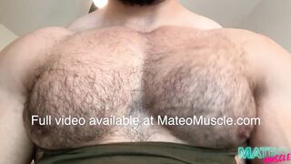 Hairy Latino Hunk Oiled Pecs Bounce Worship Gushing Cum Destruction