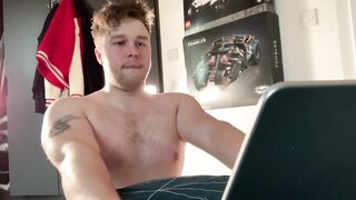 Chubby Boy's Fat Ass Ripped by 10 Inch Monster Dildo Cum Gush