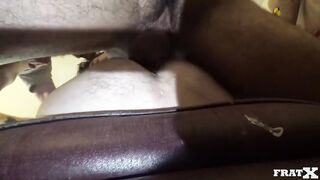 Frat boys get destroyed raw ass fucking deepthroat missionary cum on ass
