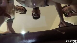 Frat boys get destroyed raw ass fucking deepthroat missionary cum on ass