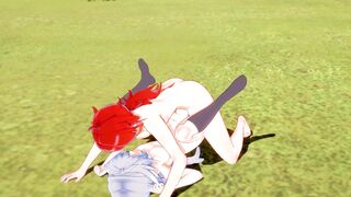 Genshin Impact Yaoi Razor Handjob and Fucked by Diluc Rough Creampie Twink