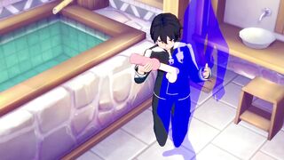 Kirito's bareback creampie ruined by tight twink ass