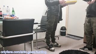 Tall Swiss delivery guy deep throat big cock cum shot