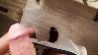 Stress relief with a big thick gay dick squirted on gray underwear