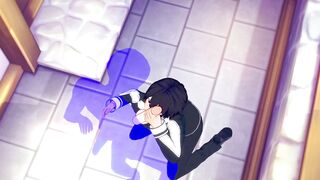 Kirito destroyed in brutal cumshot blowjob by twink