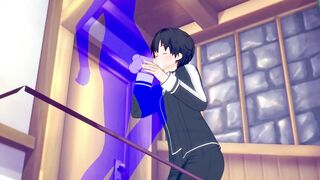Kirito destroyed in brutal cumshot blowjob by twink