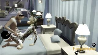 Furry Dog & Snow Leopard Footjob Rough Anal Creampie 3D Yaoi