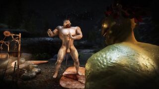 Argonian ruts with a throbbing cock on public display