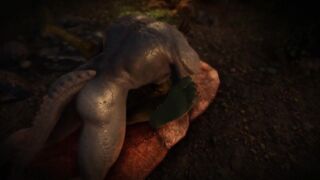 Argonian ruts with a throbbing cock on public display