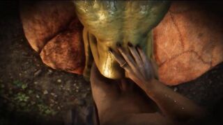 Argonian ruts with a throbbing cock on public display