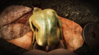 Argonian ruts with a throbbing cock on public display