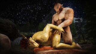 Argonian ruts with a throbbing cock on public display