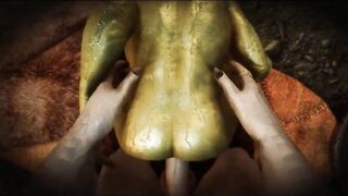Argonian ruts with a throbbing cock on public display