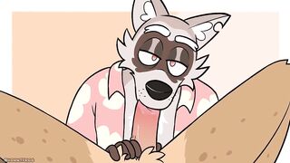 Gay furry cartoon gets throat fucked thick cum deep in mouth raw sloppy blowjob