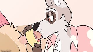Gay furry cartoon gets throat fucked thick cum deep in mouth raw sloppy blowjob