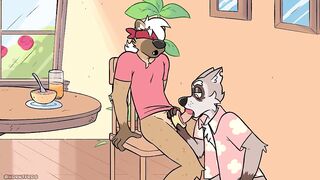 Gay furry cartoon gets throat fucked thick cum deep in mouth raw sloppy blowjob