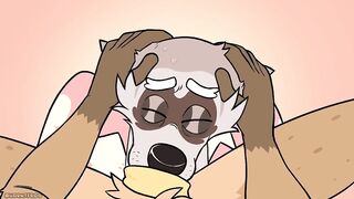 Gay furry cartoon gets throat fucked thick cum deep in mouth raw sloppy blowjob