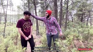Lumberjack crushes twink’s shameful ass in the woods rough humiliation