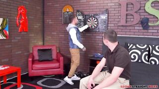 Broke straight boy gets cherry popped hard by big dick jock bareback