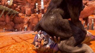 Gay furry monster 3D big cock minotaur anal creampie