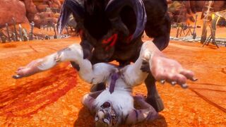 Gay furry monster 3D big cock minotaur anal creampie