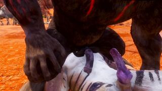 Gay furry monster 3D big cock minotaur anal creampie