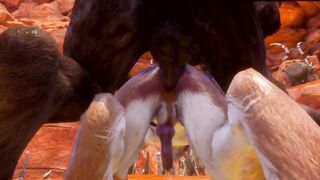 Gay furry monster 3D big cock minotaur anal creampie
