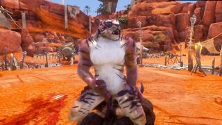 Gay furry monster 3D big cock minotaur anal creampie