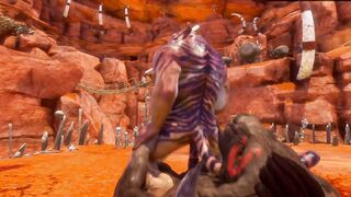 Gay furry monster 3D big cock minotaur anal creampie