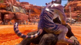 Gay furry monster 3D big cock minotaur anal creampie