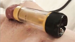 Twink skinny Femboy Gushing Cum on Automatic Milking Machine Hands Free
