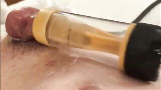 Twink skinny Femboy Gushing Cum on Automatic Milking Machine Hands Free
