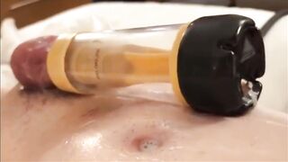 Twink skinny Femboy Gushing Cum on Automatic Milking Machine Hands Free