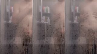 Hot guy gets soapy and sloppy in the shower